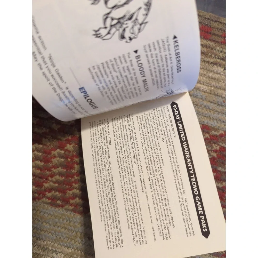 Ninja Gaiden Tecmo Nintendo‎ NES Authentic Manual Only